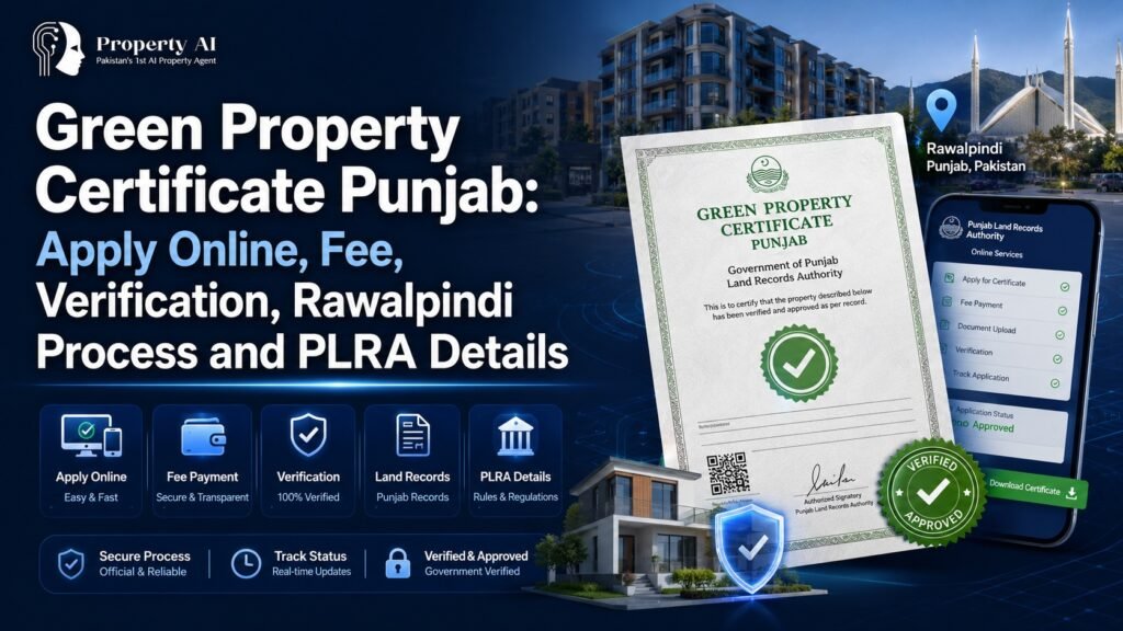 Green Property Certificate Punjab: Apply Online, Fee, Verification, Rawalpindi Process and PLRA Details